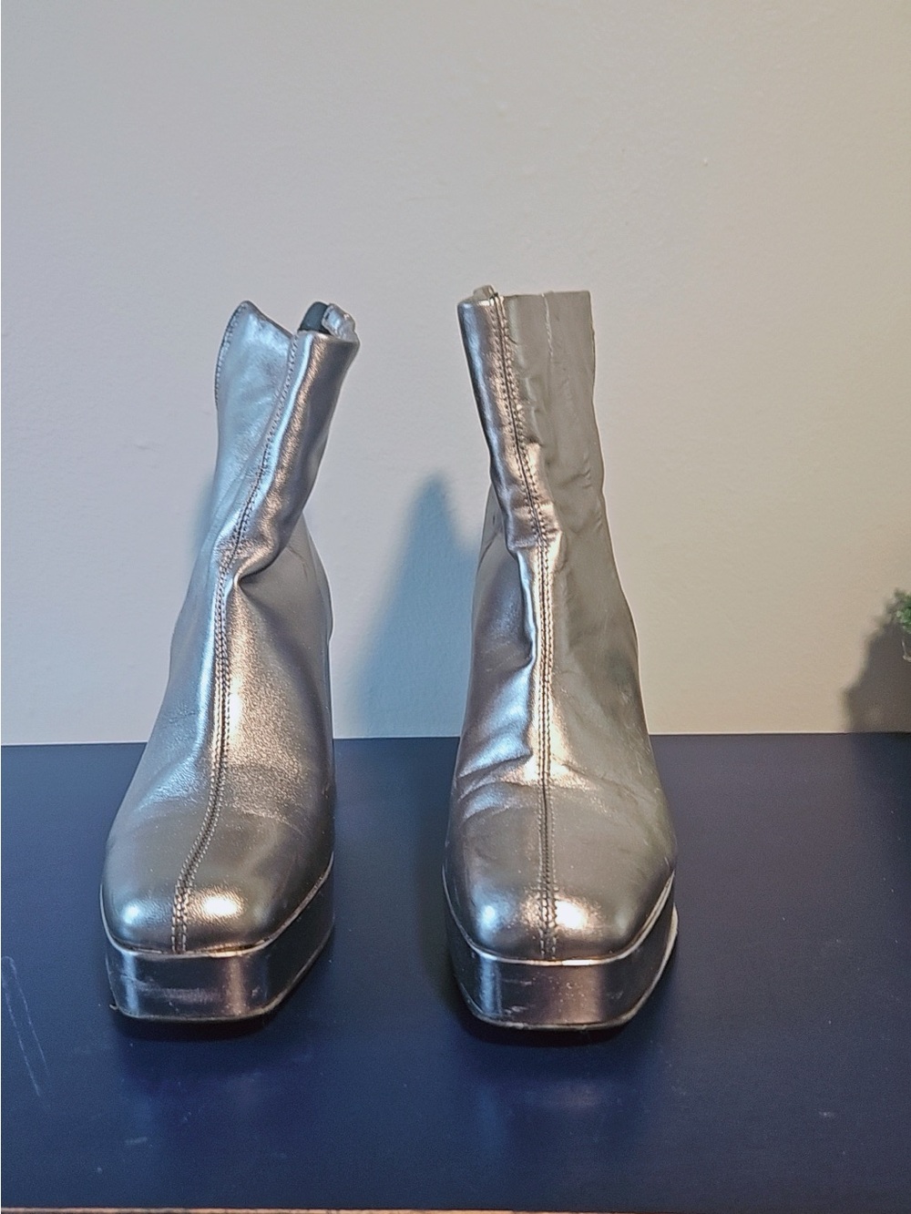 Steve Madden Metallic Silver Platform Ankle Boots